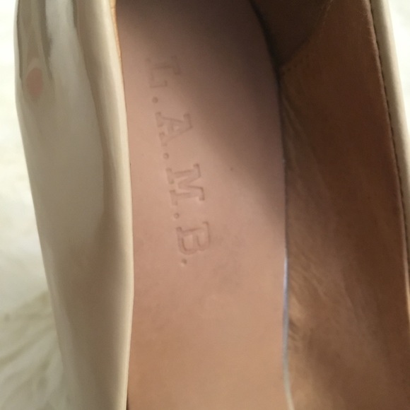 L.A.M.B. Patent Leather Nude Wedges - Picture 2 of 6